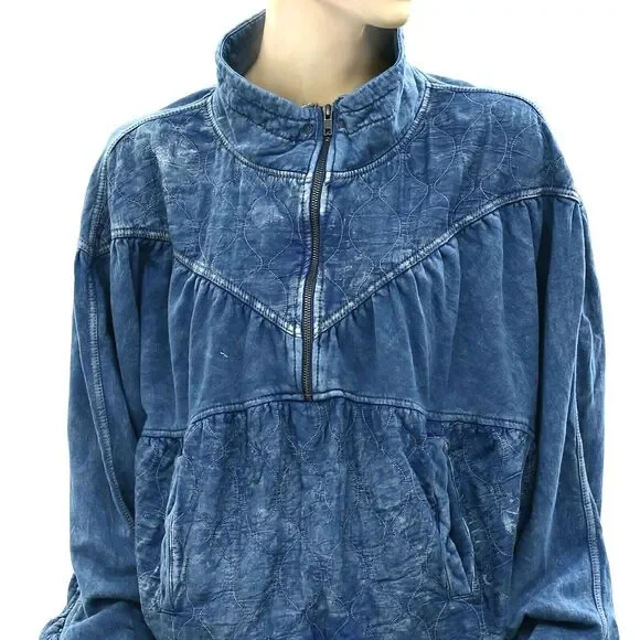 Out From Under Urban Outfitters Phoenix Quilted Half-Zip Sweatshirt Top L 226637 - Picture 4 of 7